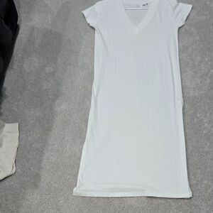 White V-Neck Women's Dress With Side Slits AERIE NWT